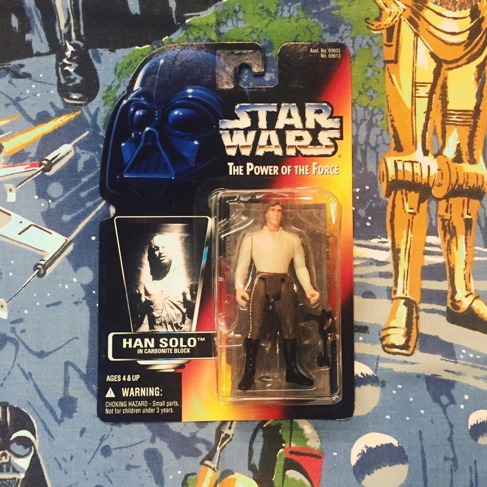 Star Wars Power Of The Force Han Solo in Carbonite Block  1996 RED Sealed Card